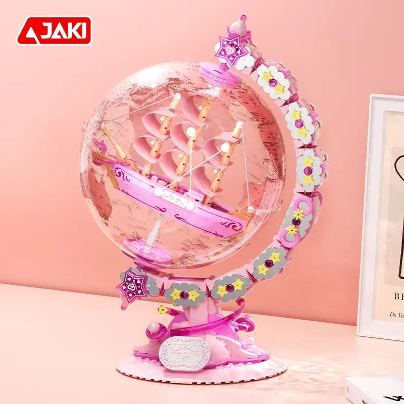 AK025 - Pink Globe with Model ship