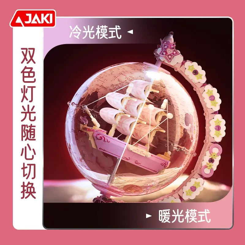 AK025 - Pink Globe with Model ship