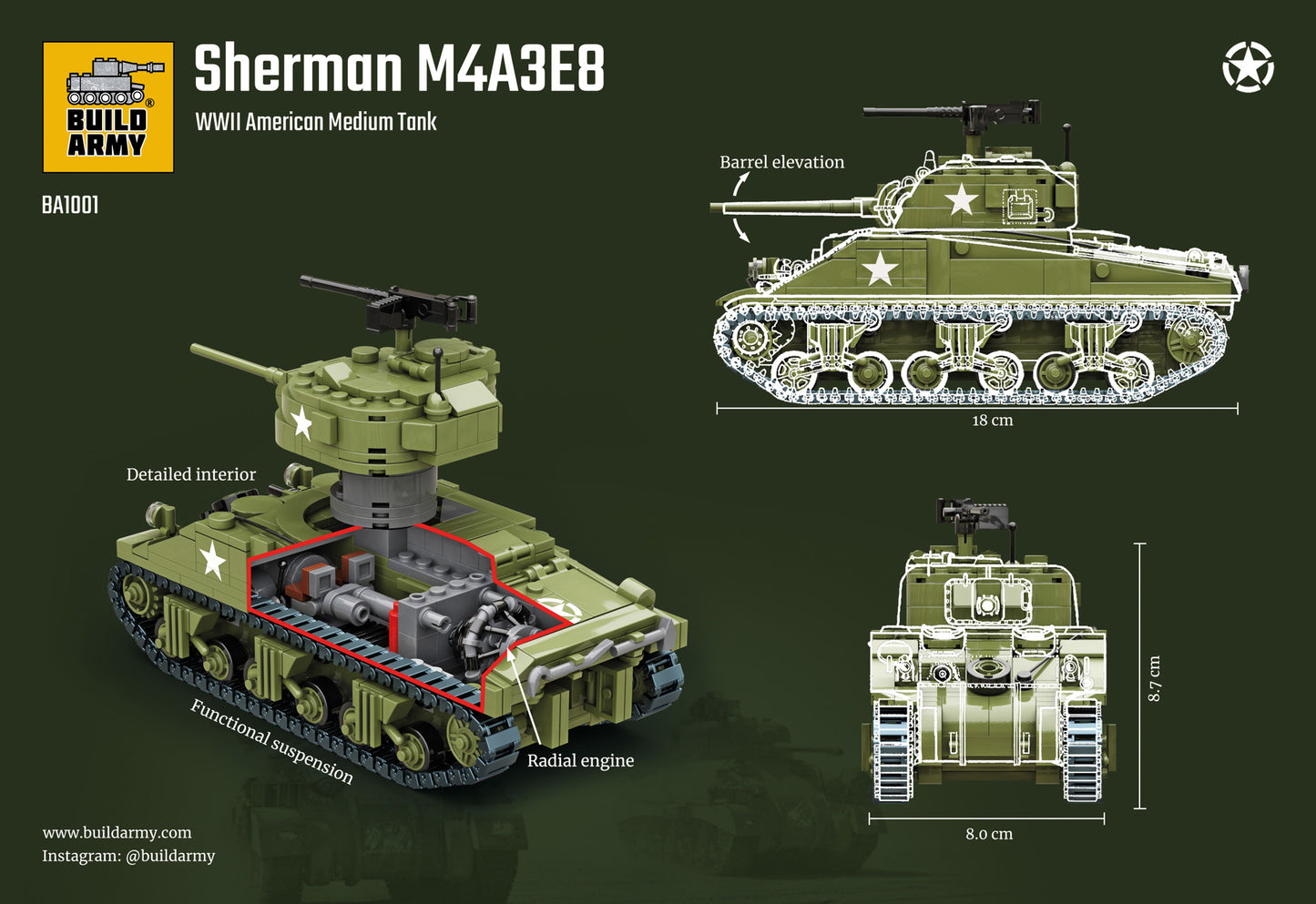B1001 - Sherman Tank 1/33 Scale