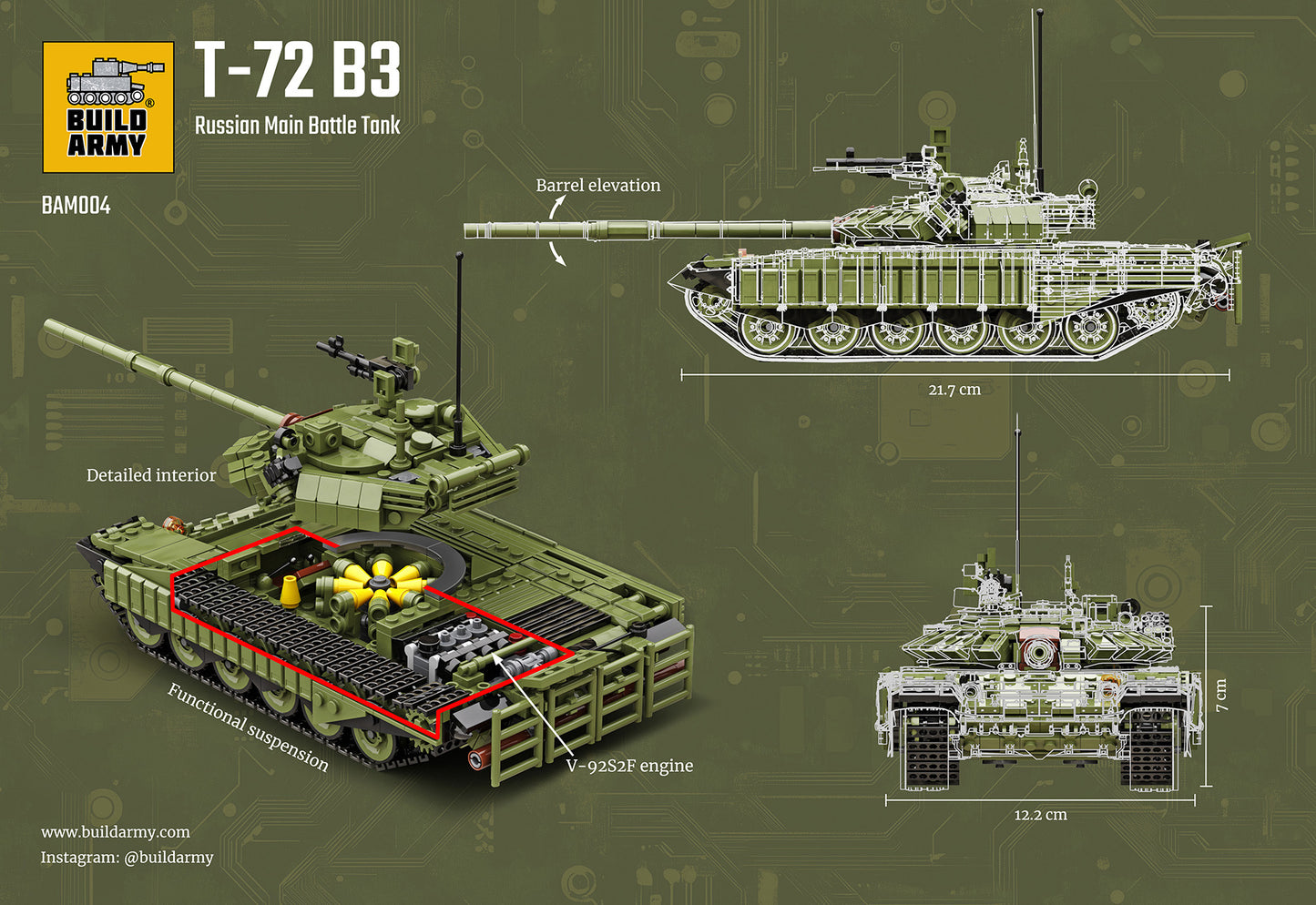 BM004 - T-72 B3 Tank 1/33 Scale