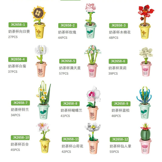 JK2658 - Collection of 12 MiniFlowers in vases
