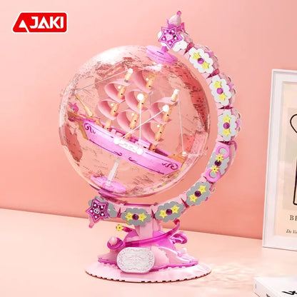 AK025 - Pink Globe with Model ship