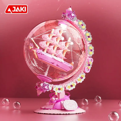 AK025 - Pink Globe with Model ship