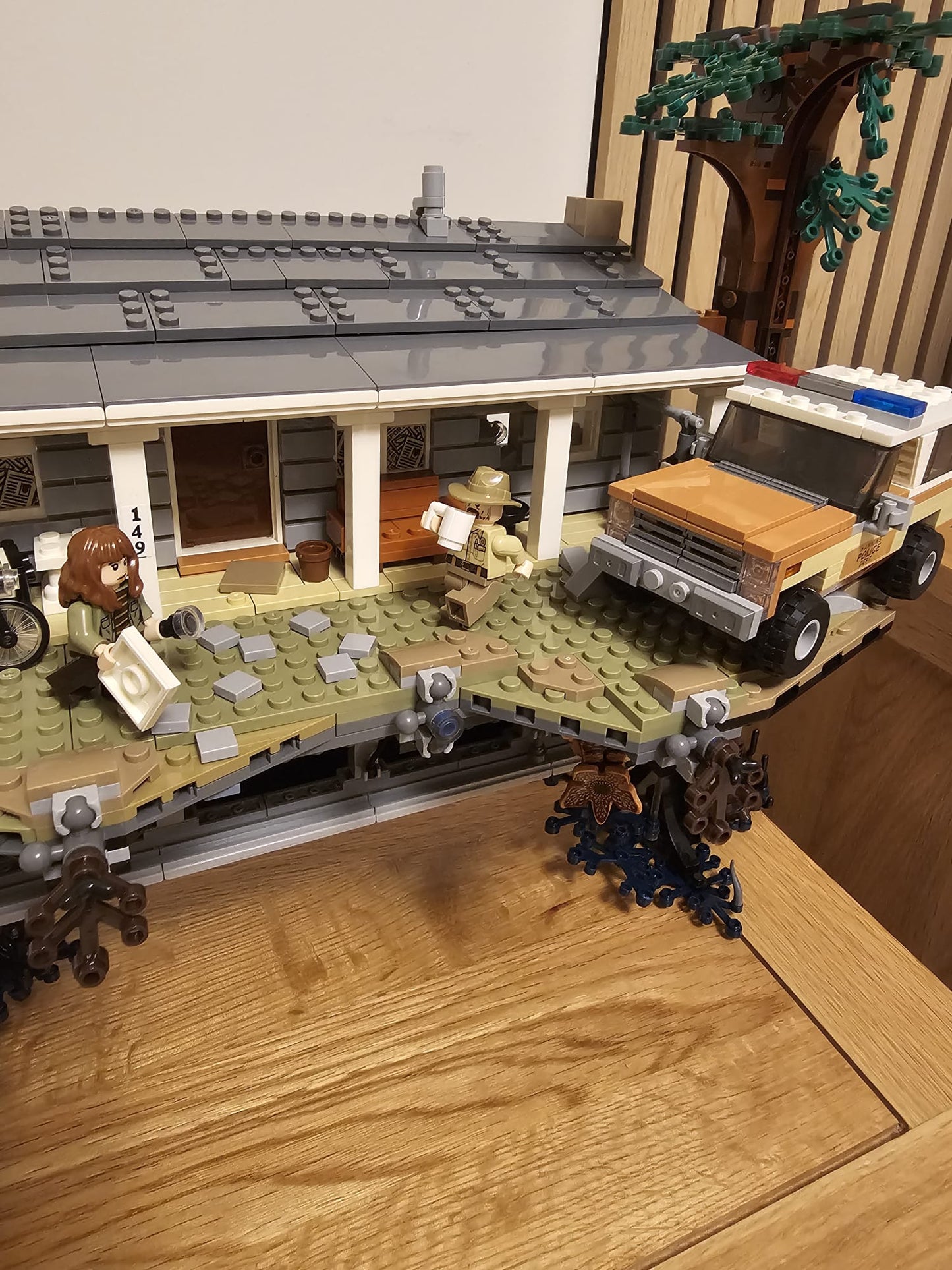 Upside Down House with Minifigures and lighting